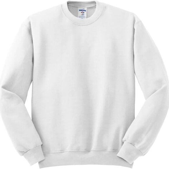LAST CHANCE - Basic White Crewneck Sweatshirt - JERZEES NuBlend - Large - Picture 1 of 6